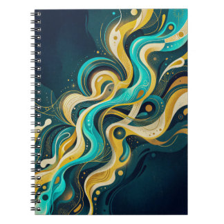 Carnet Art abstrait élégant sarcelle or flux