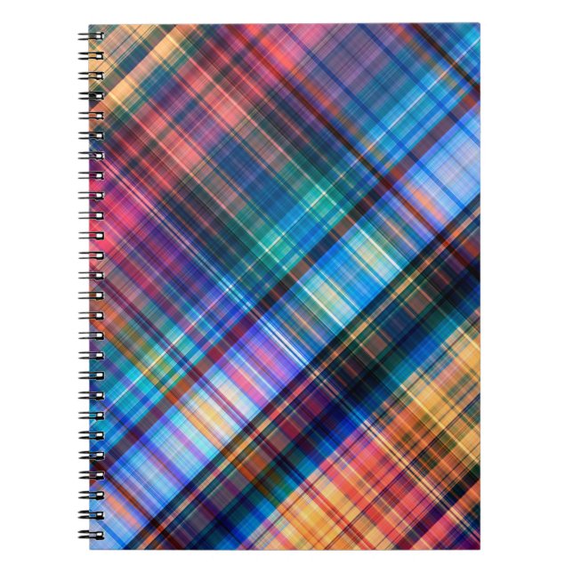 Carnet art abstrait géométrique diagonale motif arc-en-ci (Devant)