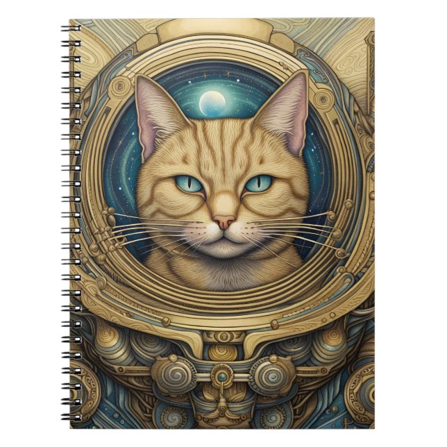 Carnet Art cyberpunk astronaute de chat (Devant)