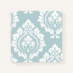 Carnet Art damassé décoratif I Blanc sur bleu œuf de cana