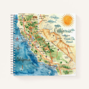 Carnet Art de carte de voyage de Californie à l'aquarelle