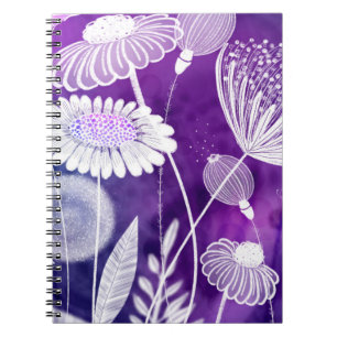 Carnet Art de fleurs sauvages violettes et violettes auda