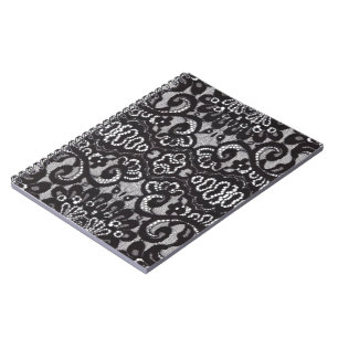 Carnet Art Déco Bohème Chic floral gothique noir dentelle