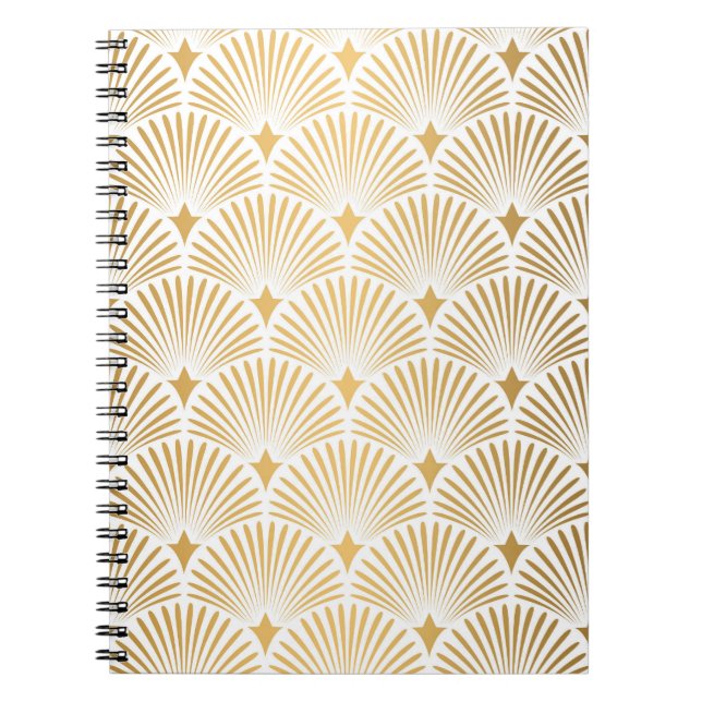 Carnet Art Déco : Elégance Gold-White. (Devant)
