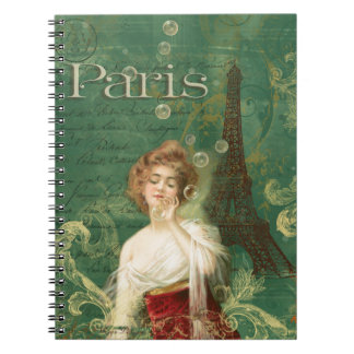 Carnet Art Déco Paris Femme aux bulles Tour Eiffel