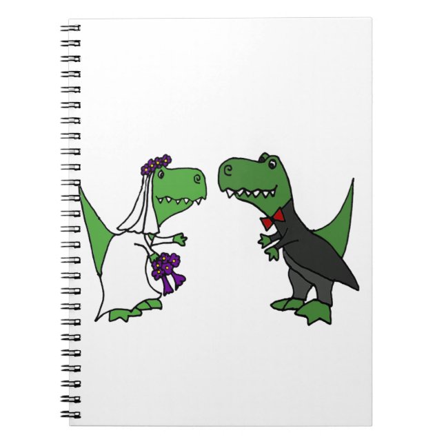 Carnet Art drôle de mariage de jeunes mariés de dinosaure (Devant)