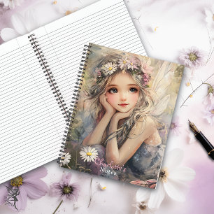 Carnet Art Fairy vintage avec Couronne Flower et margueri