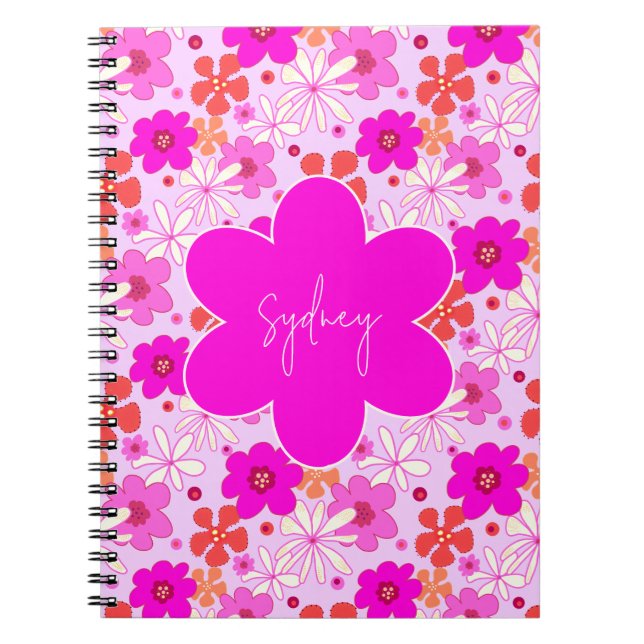Carnet Art floral rétro rose motif sans couture adolescen (Devant)