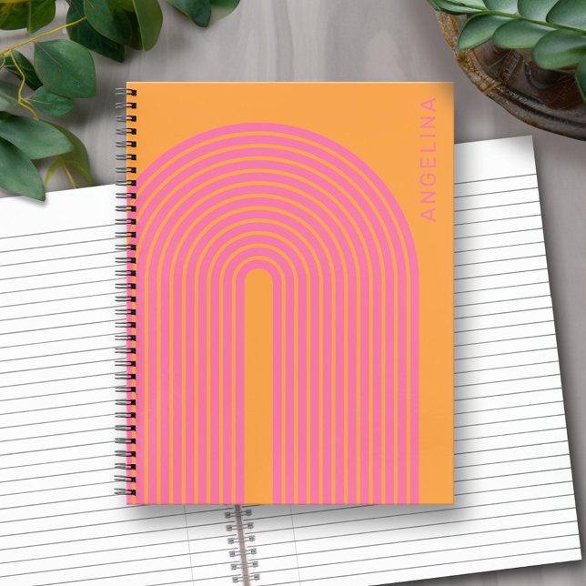 Carnet Art Ligne Inspiré les années 70 - Arche Arc En Arc (Personalized Notebook with Custom Text)