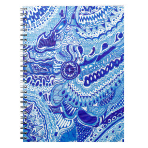 Carnet Art motif de style Royal Blue et White Ming