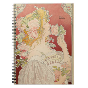 Carnet Art Nouveau Belle Époque Dame Roses Livemont