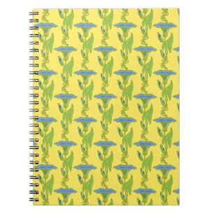 Carnet Art Nouveau jaune Ipomoea papier peint fleuri damé
