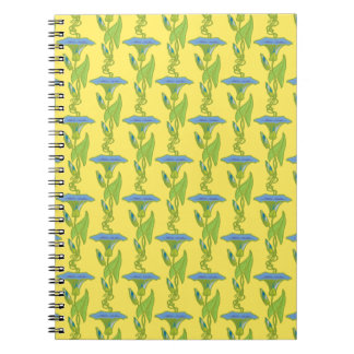 Carnet Art Nouveau jaune Ipomoea papier peint fleuri damé