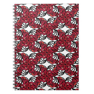 Carnet Art Nouveau Vignes florales rouges et noires roses