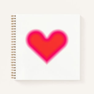 Carnet Art Optique Cœur Rouge Rose