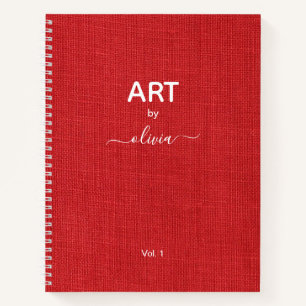 Carnet Art Par Nom Personnalisé Red Linen Photo