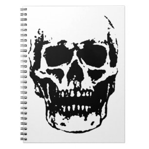 Carnet Art Pop de crâne noir blanc