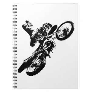 Carnet Art Pop Noir Blanc Moto Cross Sport