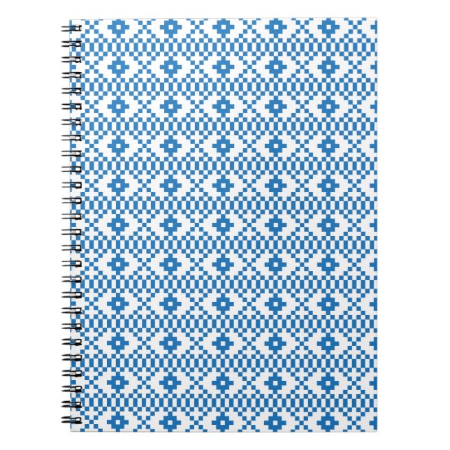 Carnet Art populaire ethnique letton bleu et blanc (Devant)