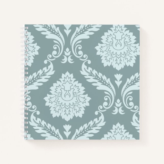 Carnet Art Rococo Damassé I Bleu Canard Œuf+Turquoise (Devant)