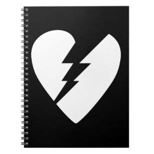Carnet Art vectoriel du coeur brisé noir et blanc