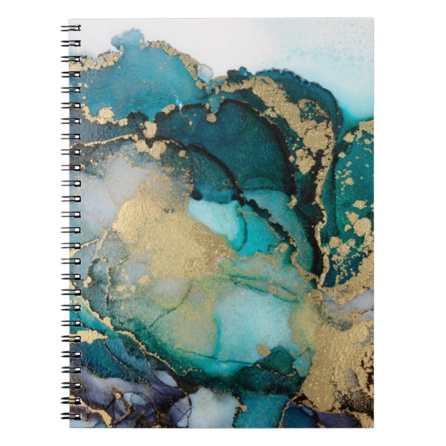 Carnet Artabstracte turquoise d'alcool d'alcool noir, art (Devant)