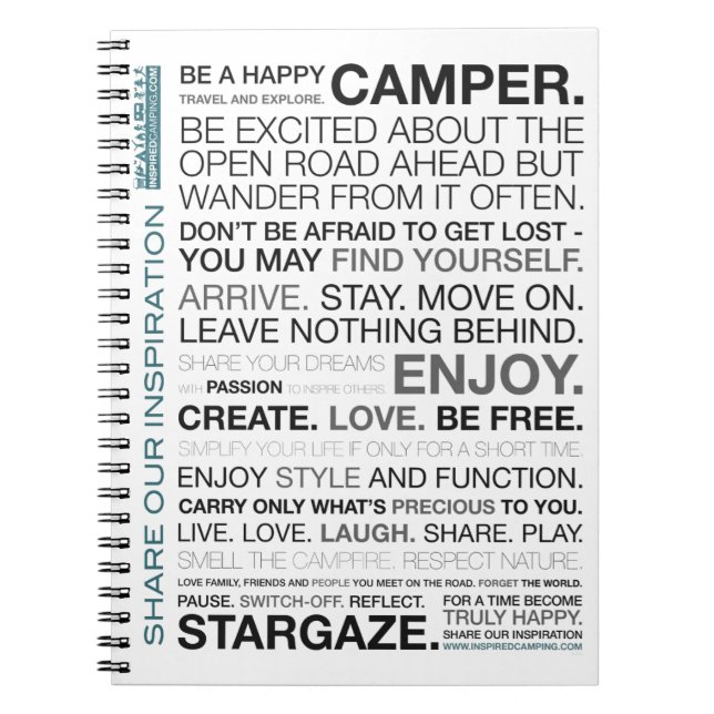 Carnet Articles de cadeau pour le campeur inspiré heureux (Devant)