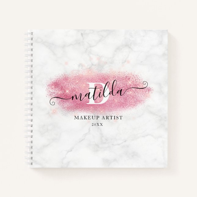 Carnet Artiste de maquillage en marbre parties scintillan (Devant)