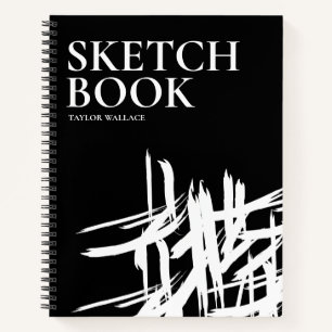 Carnet Artiste noir blanc moderne griffes personnalisées