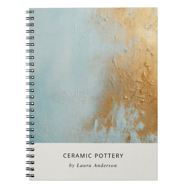 Carnet Artistique classique Aqua Blue Gold Paint Texture (Devant)
