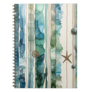 Carnet Artsy océan scène à rayures inky étoile de mer