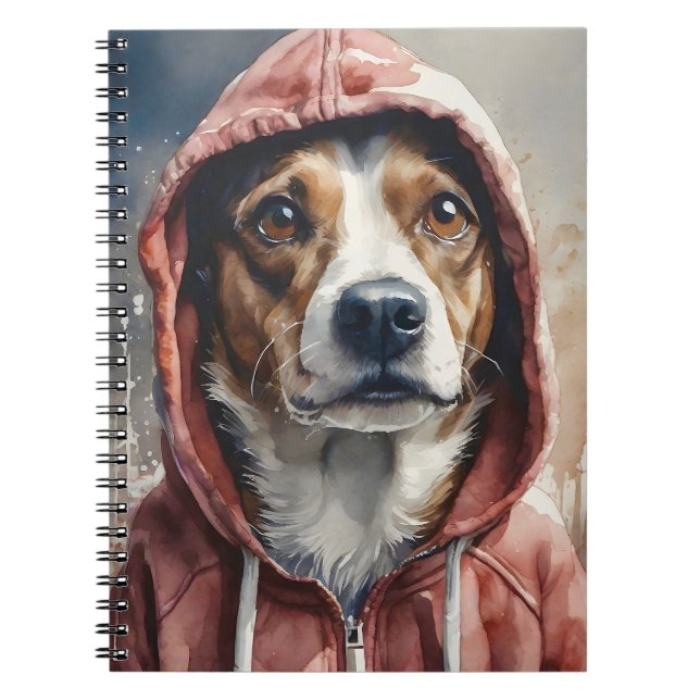Carnet Artwork d'aquarelle Chien Brown et blanc en Sweat  (Devant)