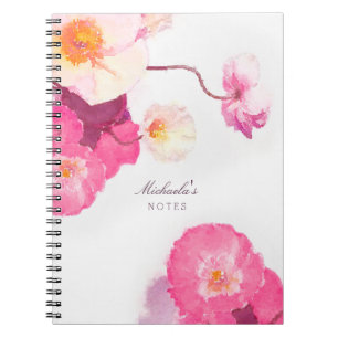 Carnet assez rose de nom d'aquarelle de pavots