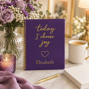 Carnet Assez Violet et Or Aujourd'hui Je Choisis La Joie 