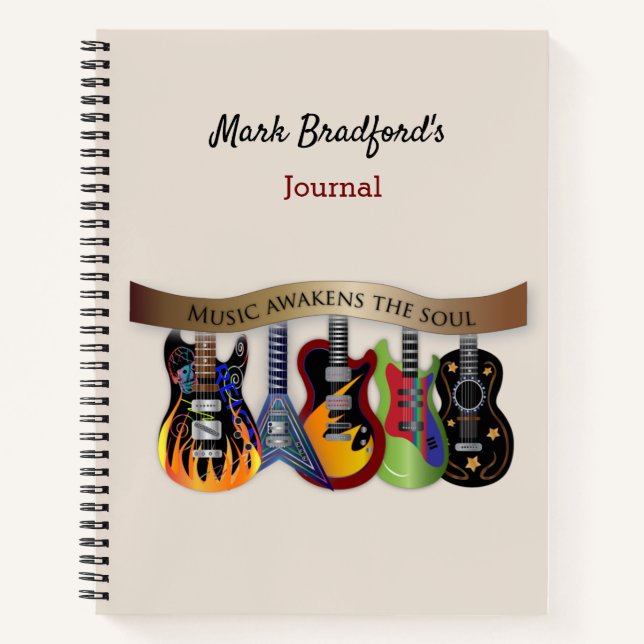 Carnet Assortiment de guitares Musique réveille l'âme (Devant)