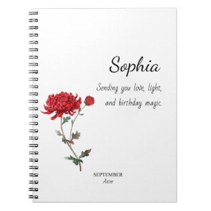 Carnet Aster de septembre Anniversaire personnalisé