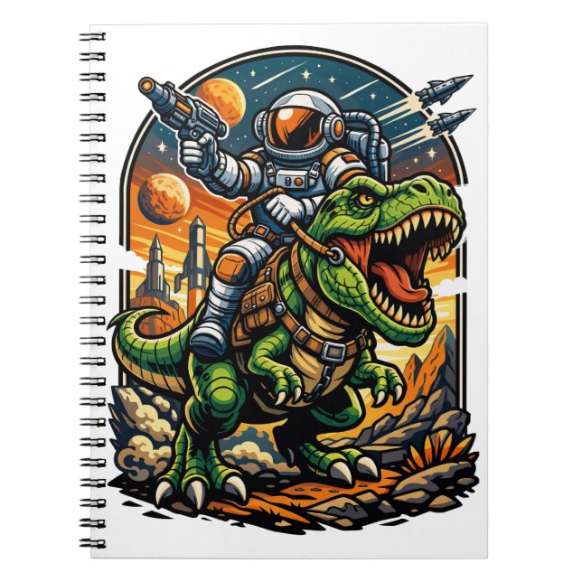 Carnet Astronaut Riding a T-Rex – Epic Space Dinosaur (Devant)