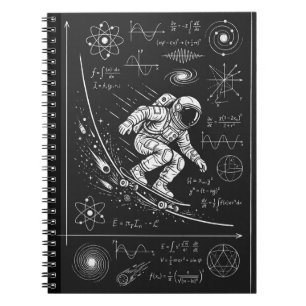 Carnet Astronaute Illustré Faisant du Skateboard dans l'E