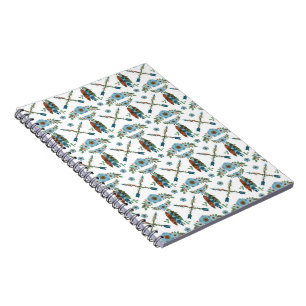 Carnet Attrape-rêves à plumes bohèmes Fleurs bleues Flèch