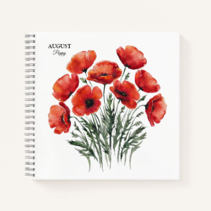 Carnet August Poppy Bloom - Cadeau d'anniversaire personn