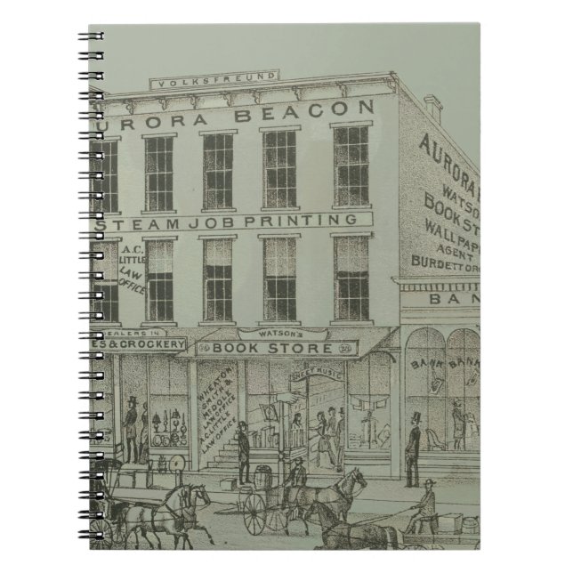 Carnet Aurora Illinois Aurora Beacon News 1871 Stone Lith (Devant)