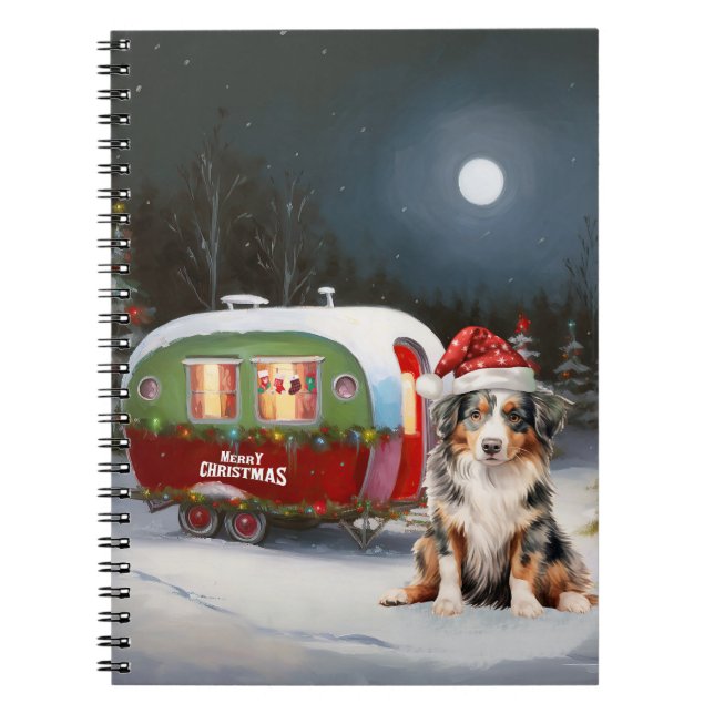Carnet Australian Shepherd Caravan Christmas Adventure (Devant)