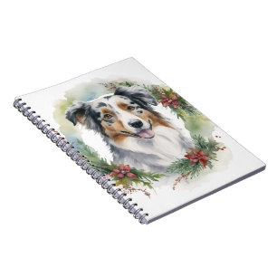 Carnet Australian Shepherd Christmas Wreath Festive Pup