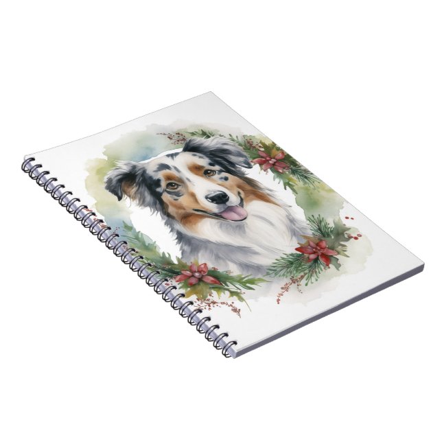 Carnet Australian Shepherd Christmas Wreath Festive Pup (Côté Droit)