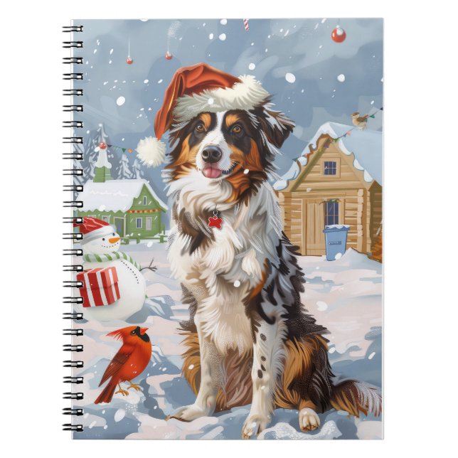 Carnet Australian Shepherd Winter Wonderland Noël (Devant)