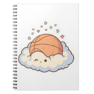 Carnet Autocollant de basketball Kawaii mignon sur un nua