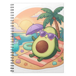 Carnet Autocollant de vacances d'été sur la plage avec un