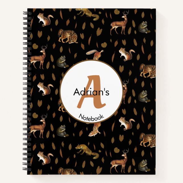 Carnet Automne Forêt Animaux Automne Feuilles École Monog (Devant)