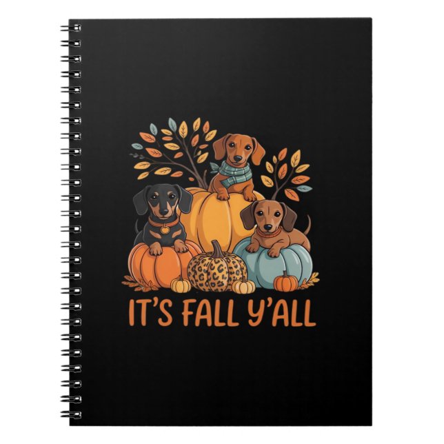 Carnet Automne Y’all Automne Dachshund Citrouille Automne (Devant)