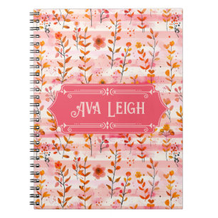 Carnet Ava Leigh rose et orange aquarelle Floral